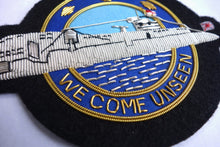 Load image into Gallery viewer, Royal Navy Submarine Service &quot;We Come Unseen&quot; Wire Blazer Badge
