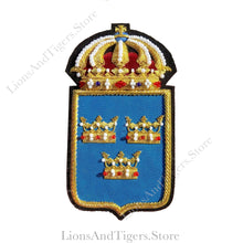 Load image into Gallery viewer, Swedish Coat of Arms Blazer Badge Three Crowns Sweden Svenska Tre Kronor

