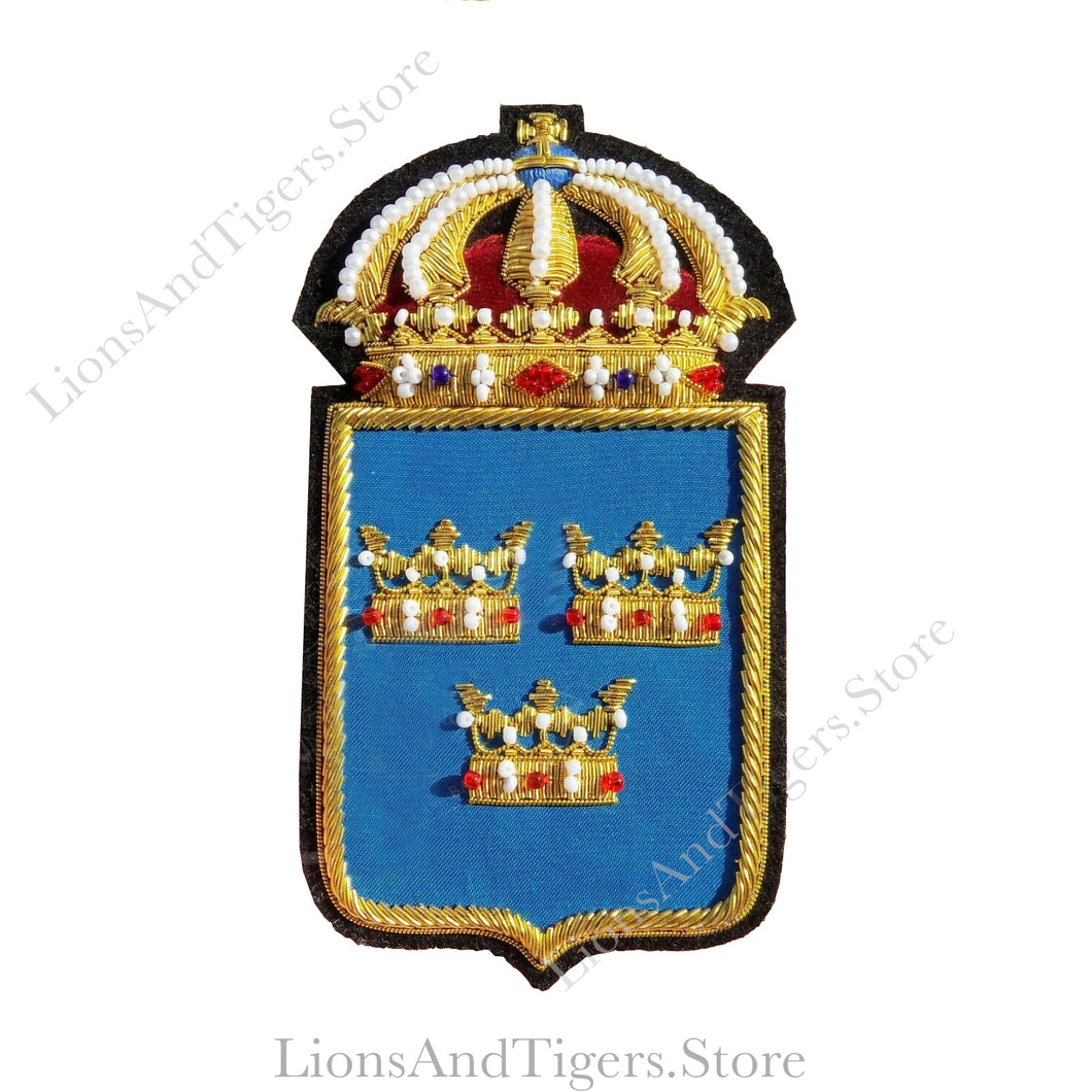 Swedish Coat of Arms Blazer Badge Three Crowns Sweden Svenska Tre Kronor