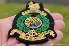 Load image into Gallery viewer, The Corps of Royal Marines Bullion Blazer Badge Green Wreath
